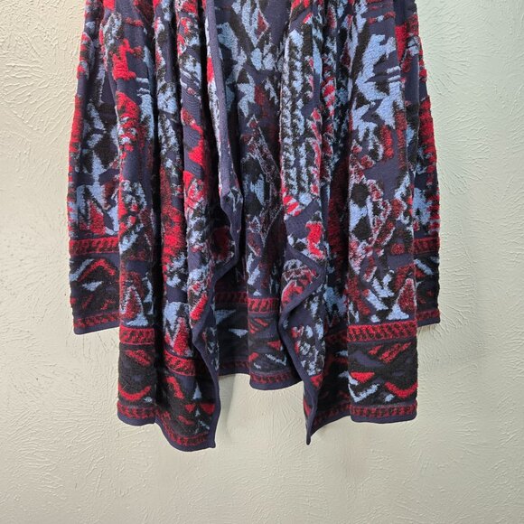 Lucky Brand Southwestern Cardigan Sweater M Blue Draped Boho Aztec Hippie Top - Picture 4 of 14